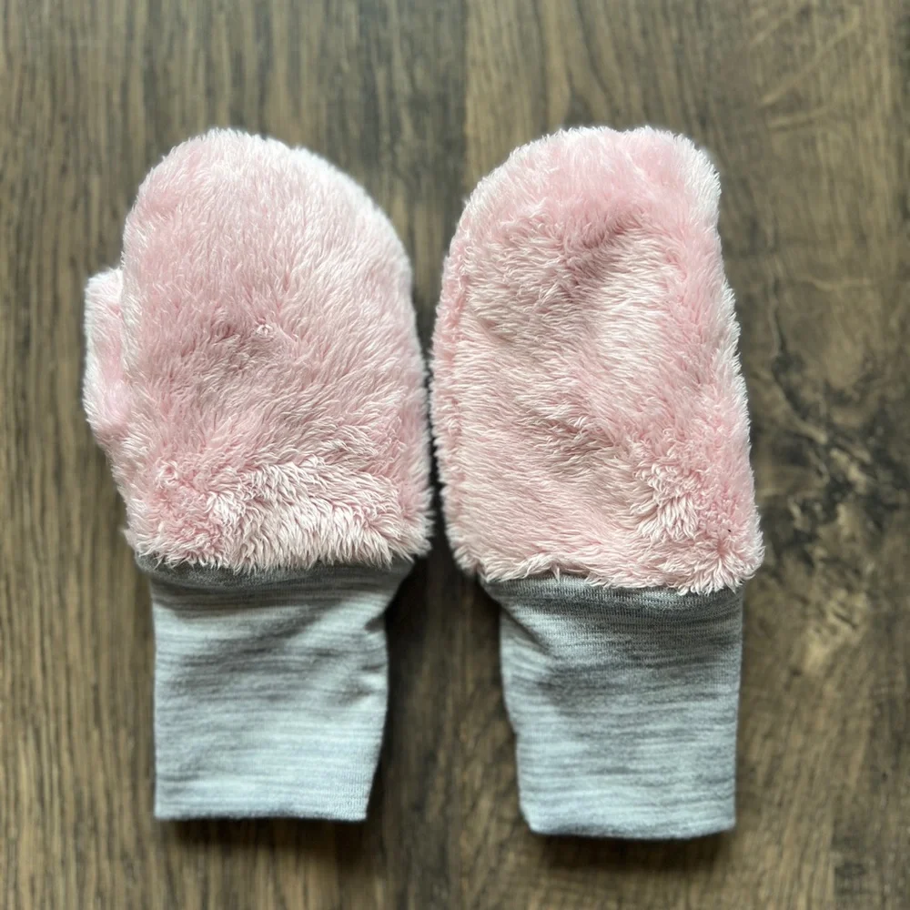 Cozy Pink and Gray Kids Mittens - The North Face